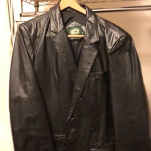 Men’s leather blazer in black